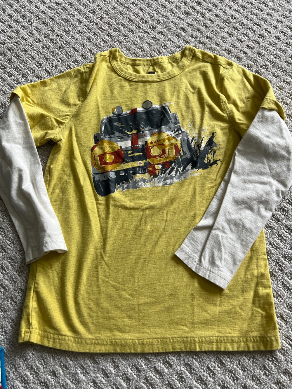 Tea Collection Yellow Layered-Look Long Sleeve Tee with Race Car Graphic